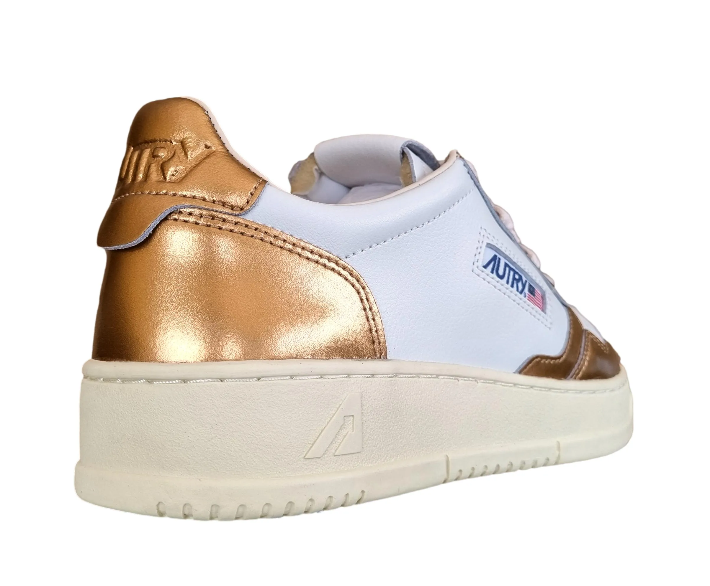 AUTRY Zapatillas deportivas unisex medallistas en piel blanca y bronce AULW WB45