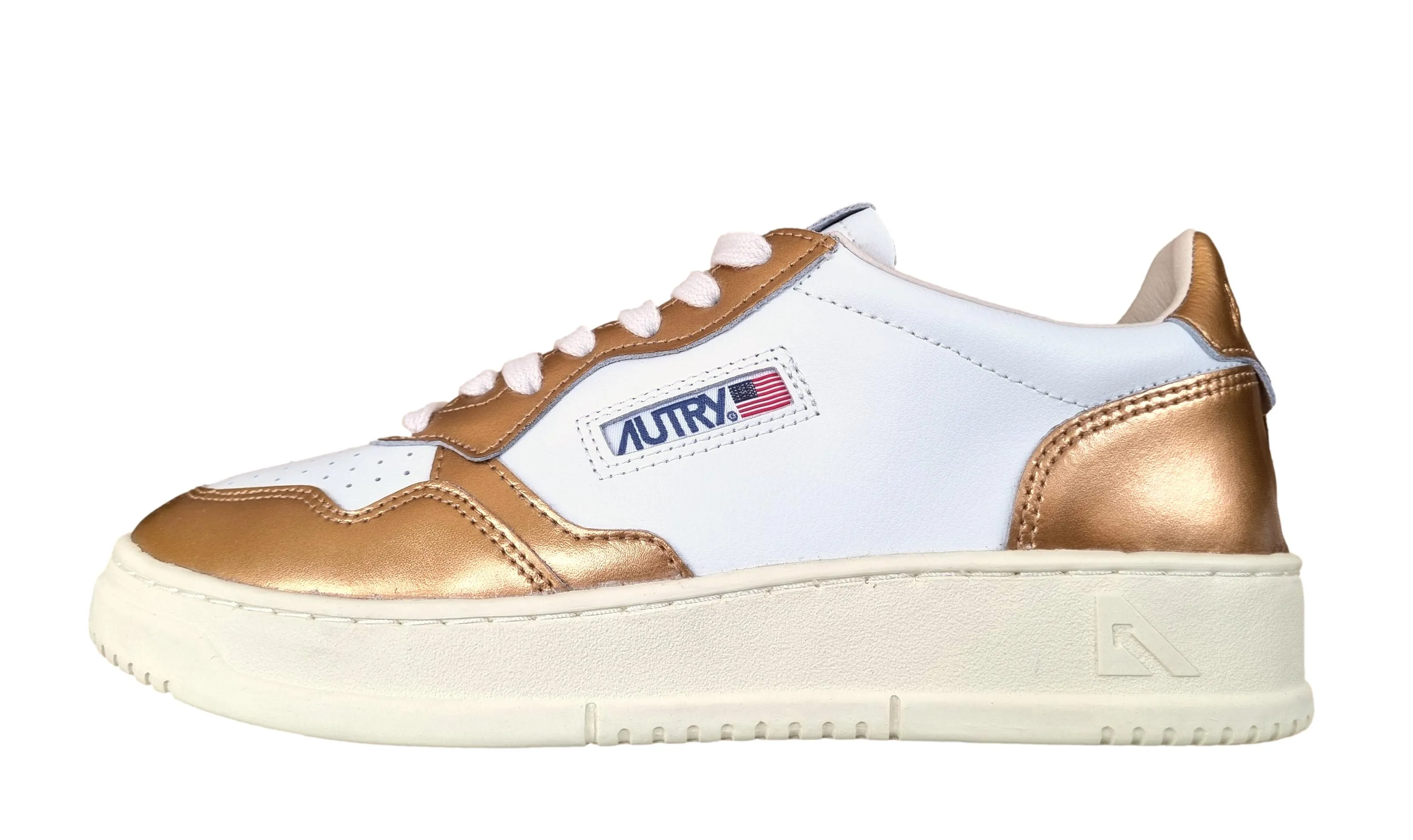 AUTRY Zapatillas deportivas unisex medallistas en piel blanca y bronce AULW WB45