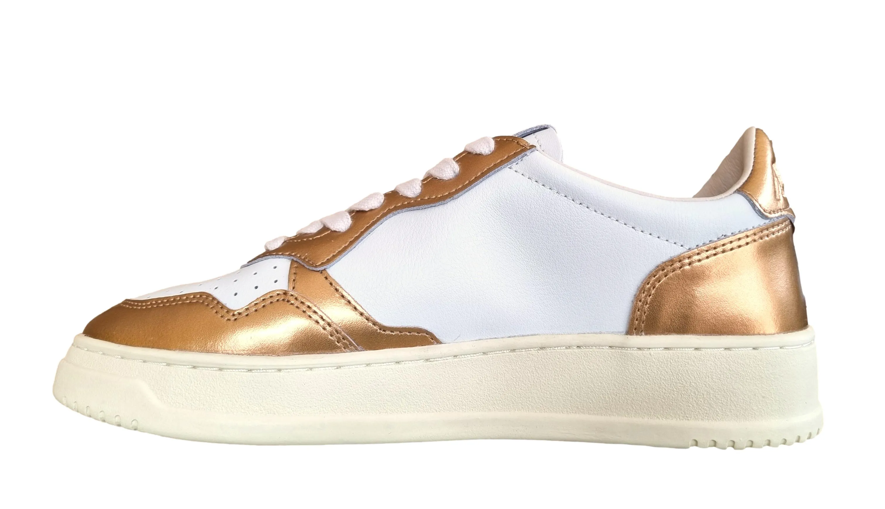 AUTRY Zapatillas deportivas unisex medallistas en piel blanca y bronce AULW WB45