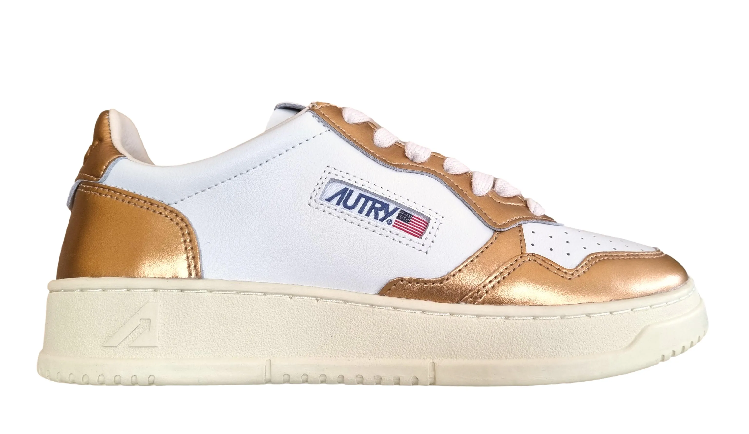 AUTRY Zapatillas deportivas unisex medallistas en piel blanca y bronce AULW WB45