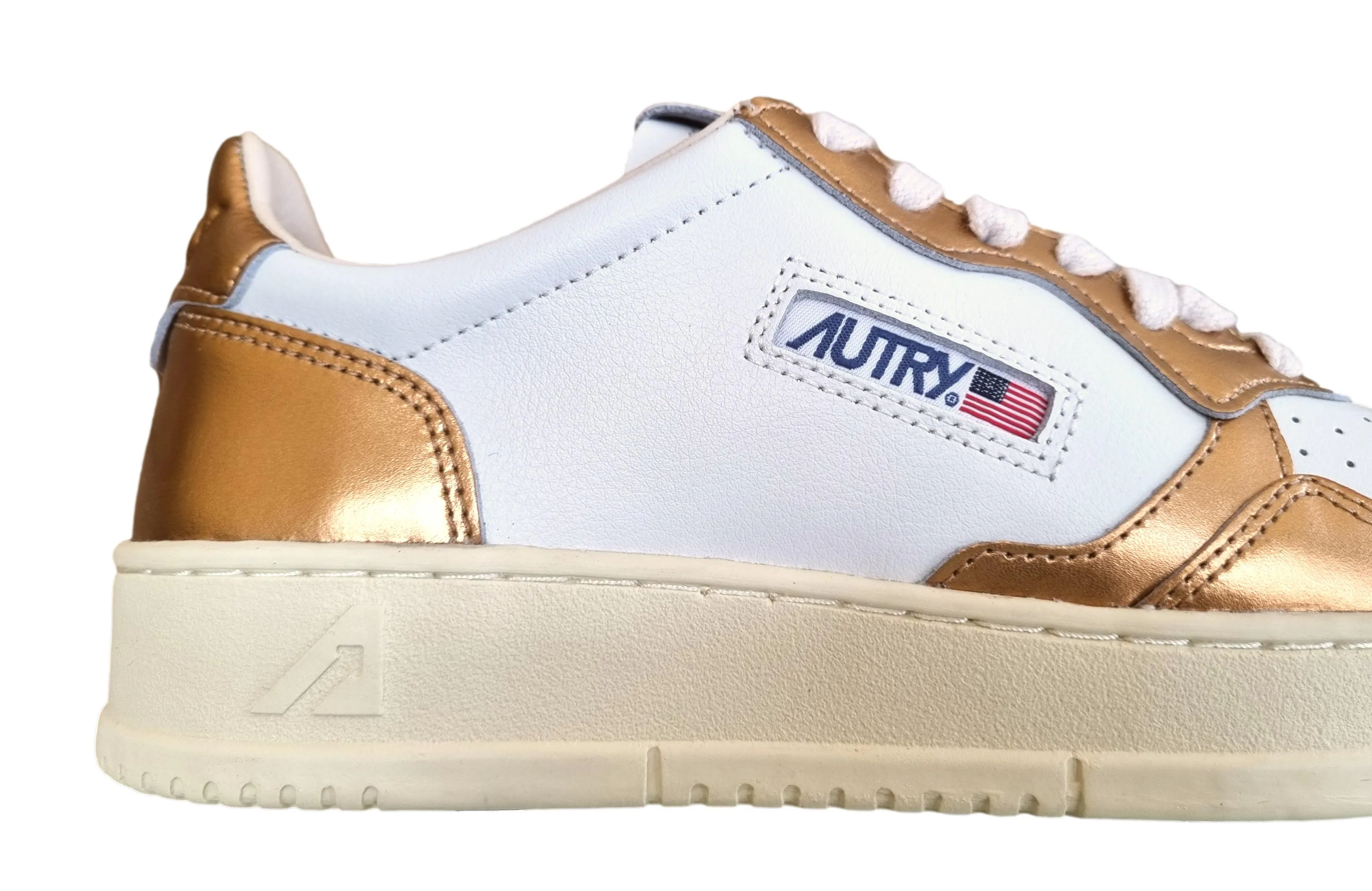 AUTRY Zapatillas deportivas unisex medallistas en piel blanca y bronce AULW WB45