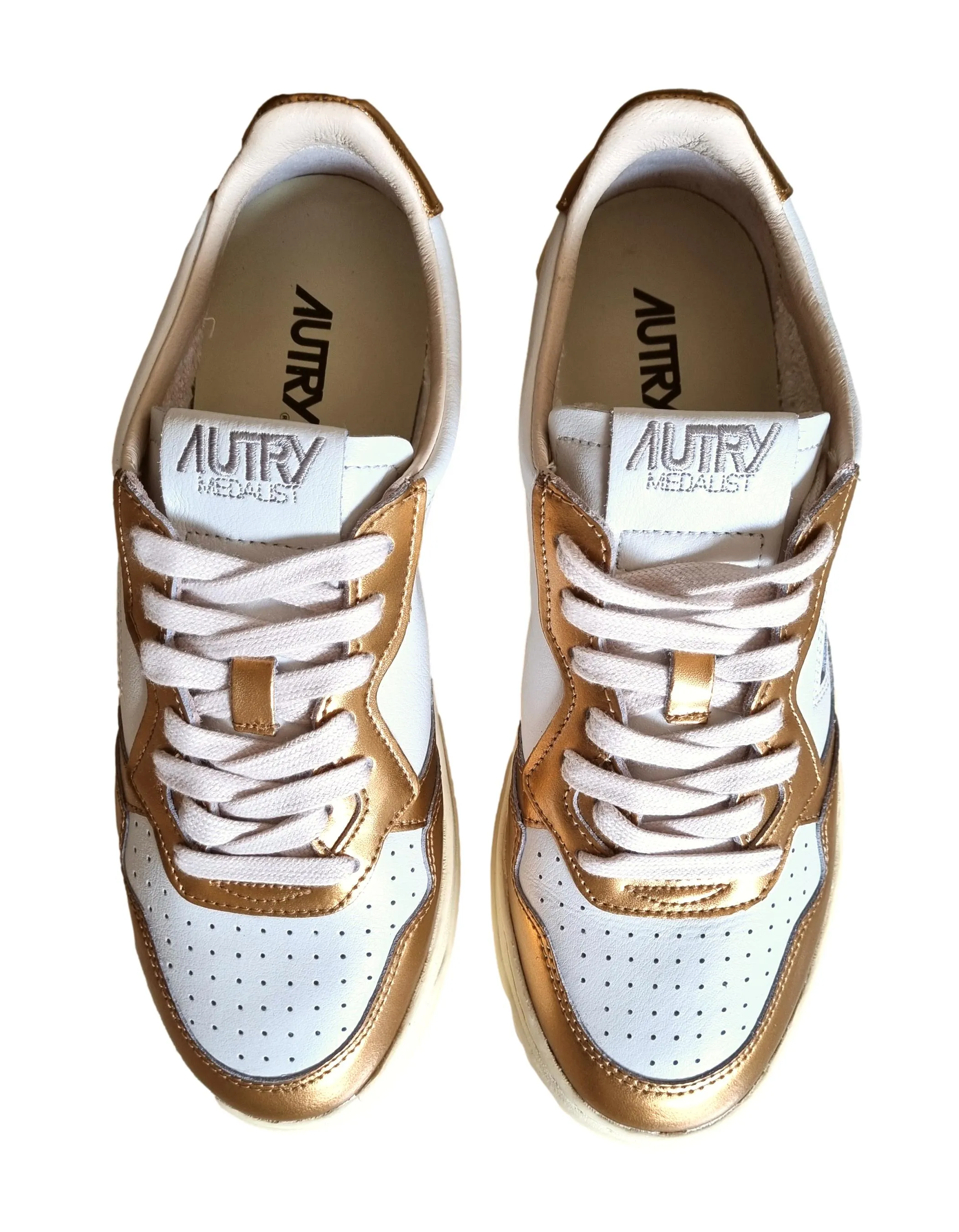 AUTRY Zapatillas deportivas unisex medallistas en piel blanca y bronce AULW WB45