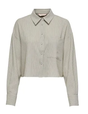 Camisa cropped Only Lecey blanco raya marrón para mujer