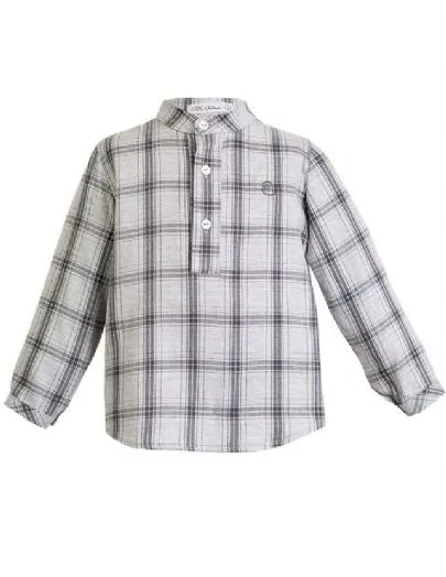 Camisa de cuadritos en tonos Gris. Marca Eve Children. O-Inv