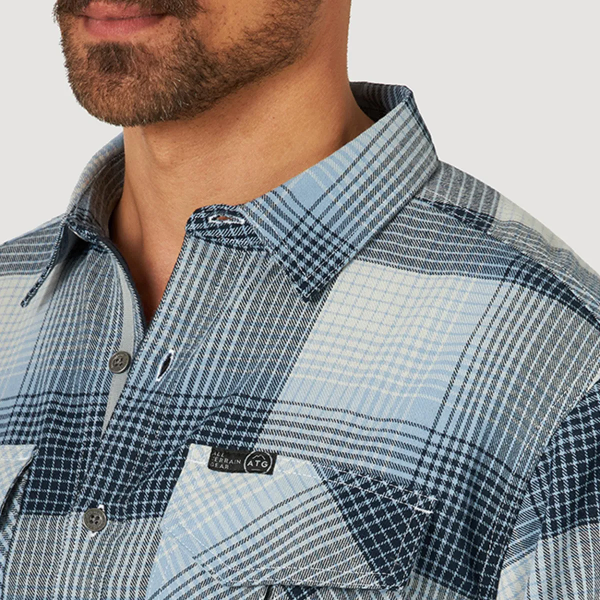 Camisa Manga Larga Outdoor Hombre ATG By Wrangler Thermal Lined Flannel Azul