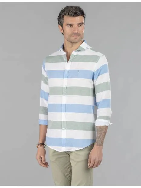 CAMISA RAYA ANCHA BICOLOR FIL-FLAMÉ