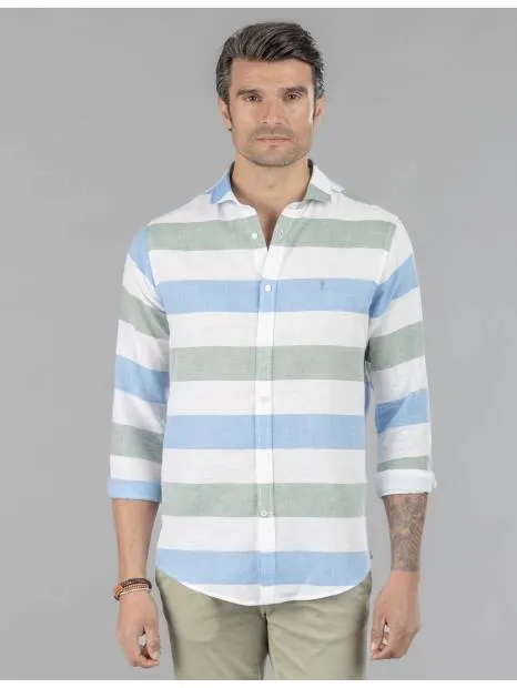 CAMISA RAYA ANCHA BICOLOR FIL-FLAMÉ