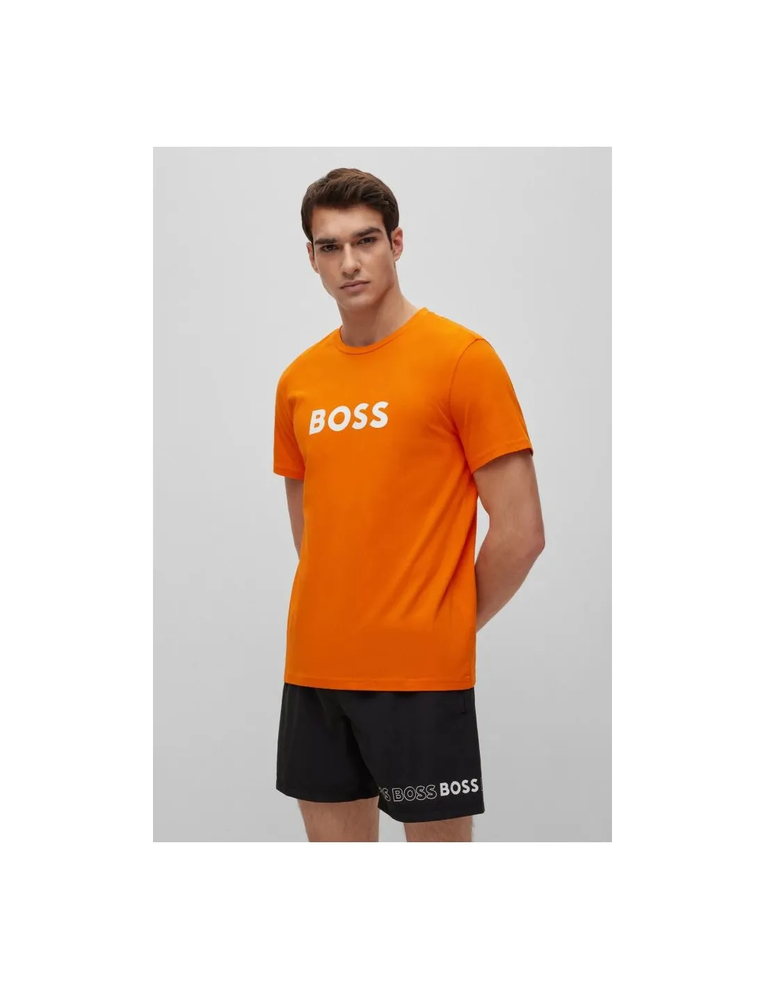 Camiseta de algodón con logo en contraste de Boss