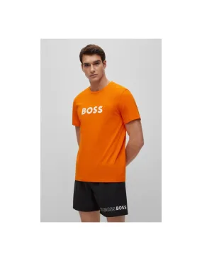 Camiseta de algodón con logo en contraste de Boss