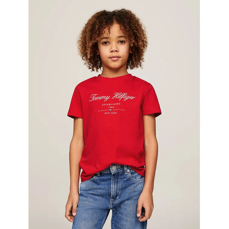 CAMISETA DE CUELLO REDONDO CON LOGO CURSIVA NIÑO TOMMY HILFIGER