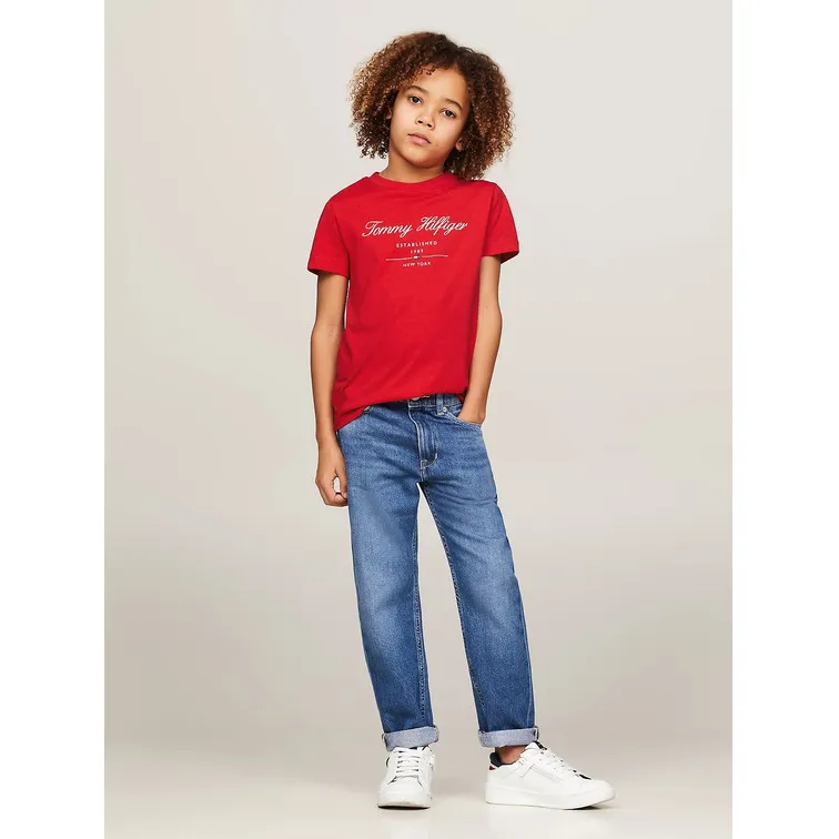 CAMISETA DE CUELLO REDONDO CON LOGO CURSIVA NIÑO TOMMY HILFIGER