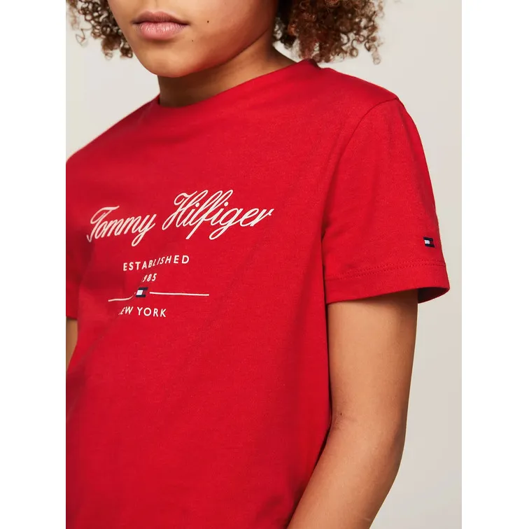 CAMISETA DE CUELLO REDONDO CON LOGO CURSIVA NIÑO TOMMY HILFIGER