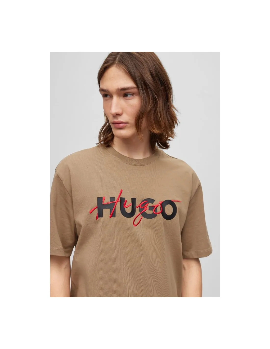 Camiseta de punto de algodón con logo estampado doble de Hugo