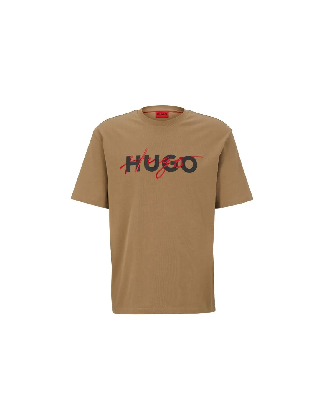 Camiseta de punto de algodón con logo estampado doble de Hugo