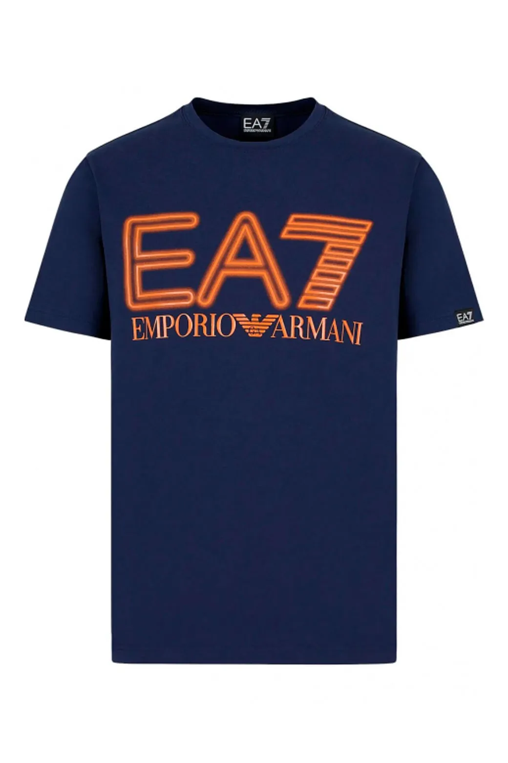 Camiseta Emporio Armani EA7 Big Logo Azul Marino y Naranja