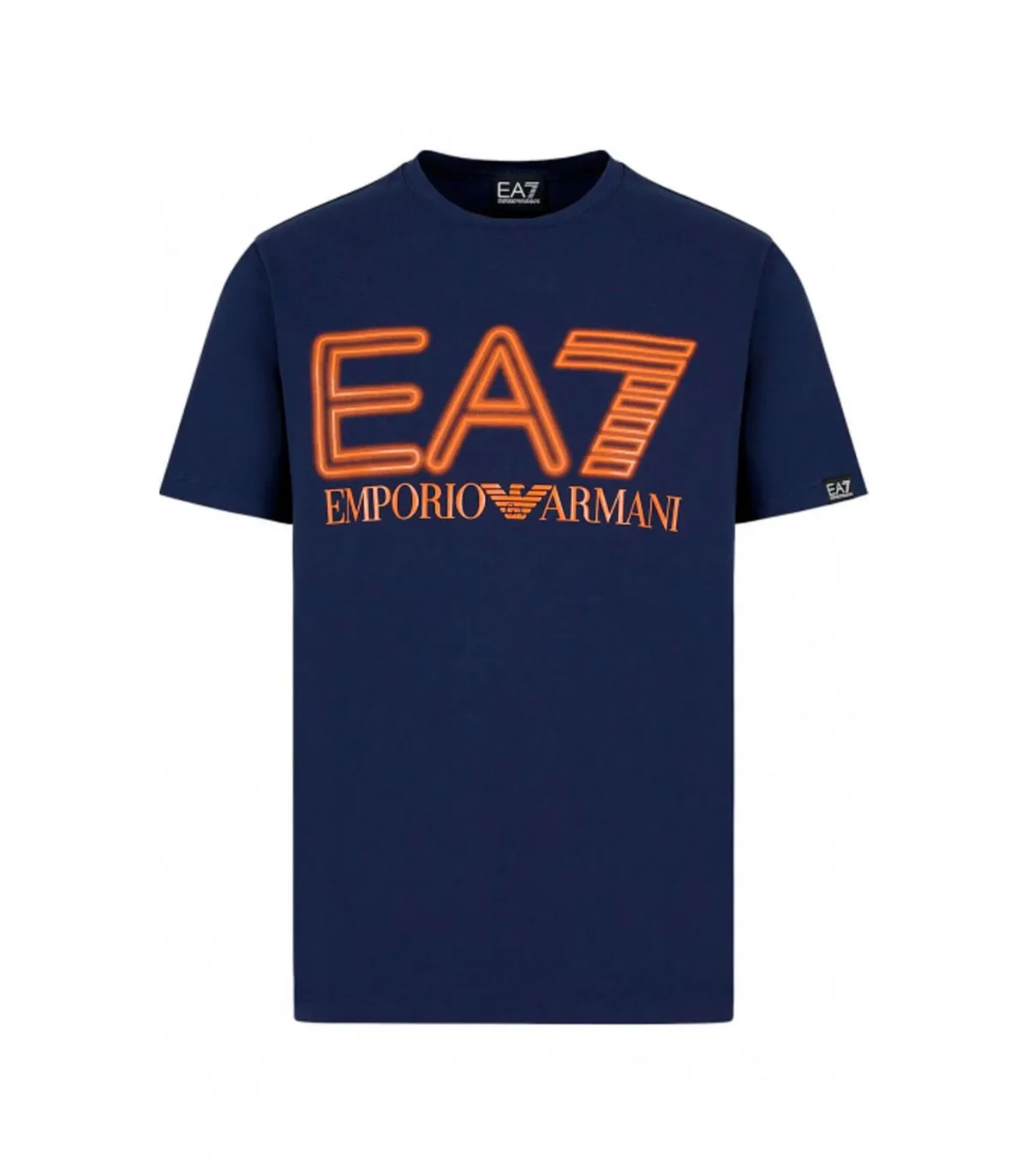 Camiseta Emporio Armani EA7 Big Logo Azul Marino y Naranja