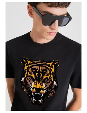 Camiseta regular fit 100% de algodón con ilustración de tigre Antony Morato