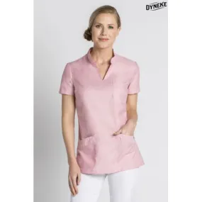 Casaca sanidad en rosa con cuello mao