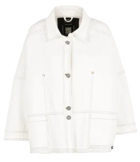 Chaqueta blanca de algodón con cuello clásico en blanco