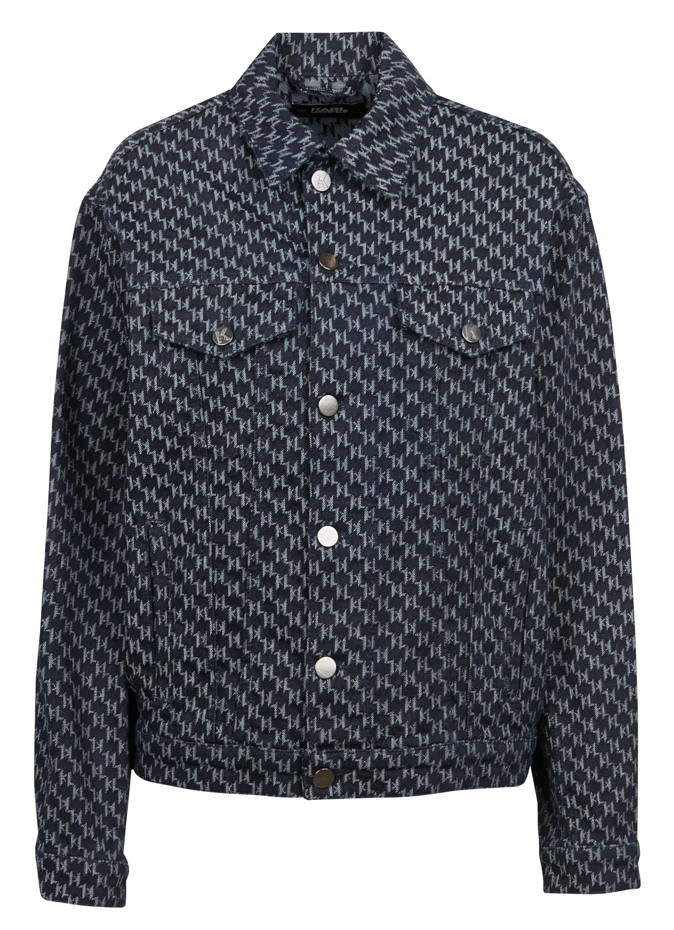 Chaqueta con cuello clásico jacquard en azul