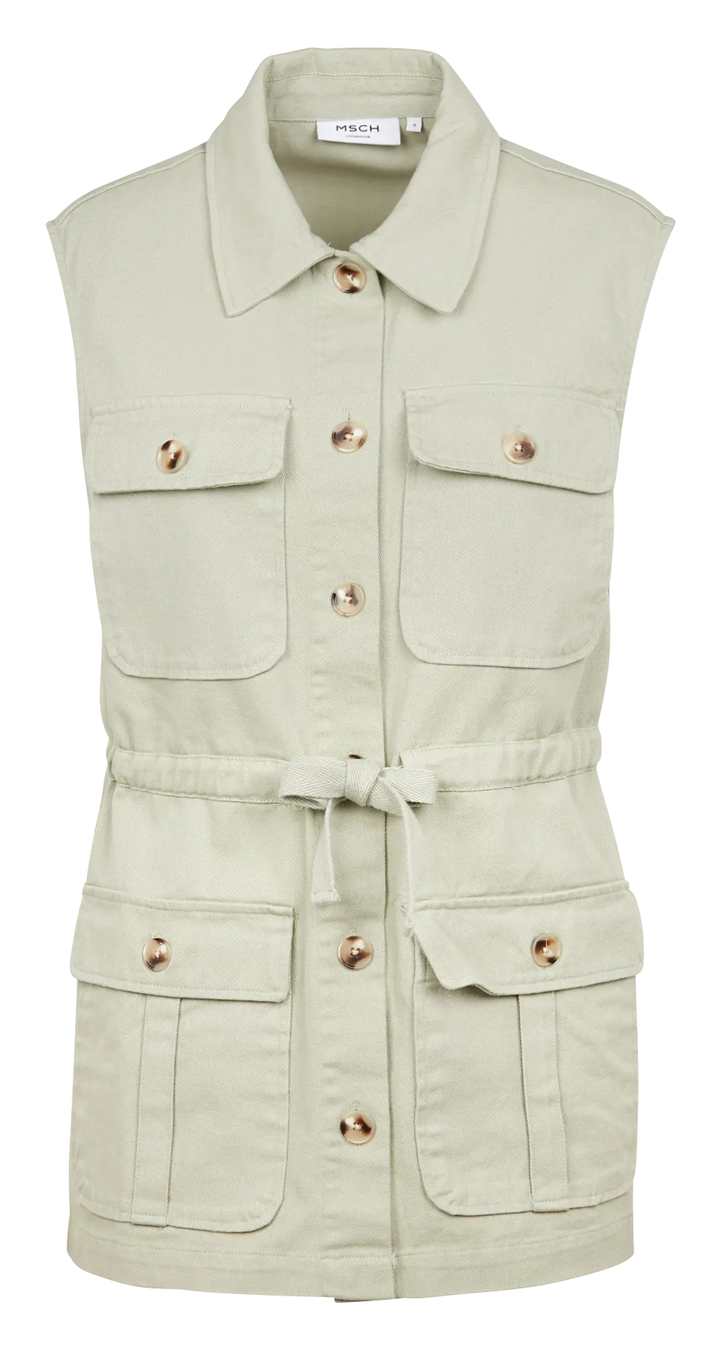 Chaqueta de algodón con cuello clásico en beige