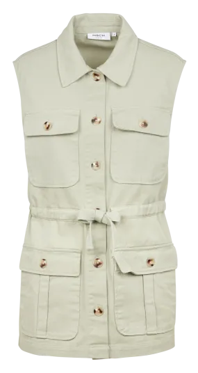 Chaqueta de algodón con cuello clásico en beige