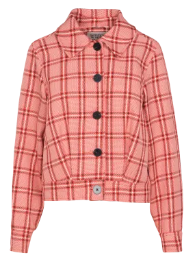 Chaqueta de cuadros con cuello clásico en rojo