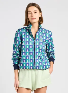 Chaqueta estampada con cremallera en azul