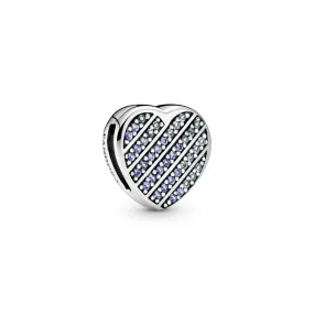 Charm Reflexions de plata Corazón Azul en Pavé 