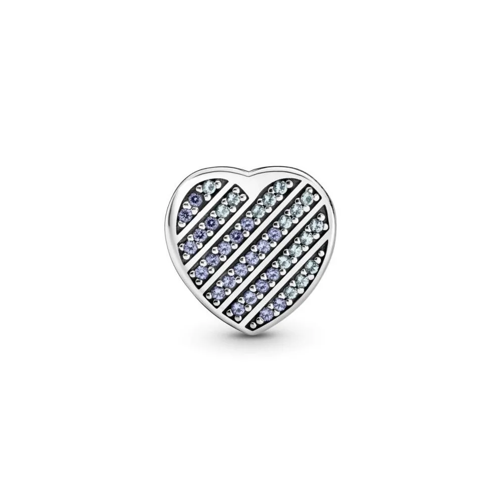 Charm Reflexions de plata Corazón Azul en Pavé 