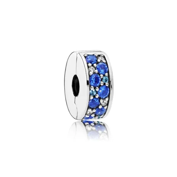 Clip en plata de ley Elegancia brillante Mosaico Azul 791817NSBMX