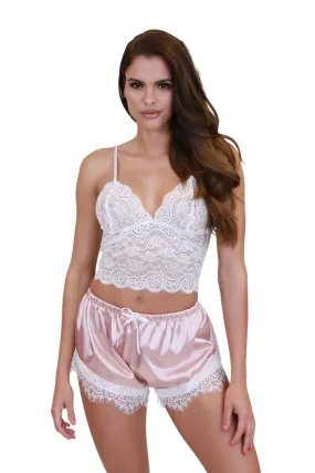 Conjunto bralette shorty rosa