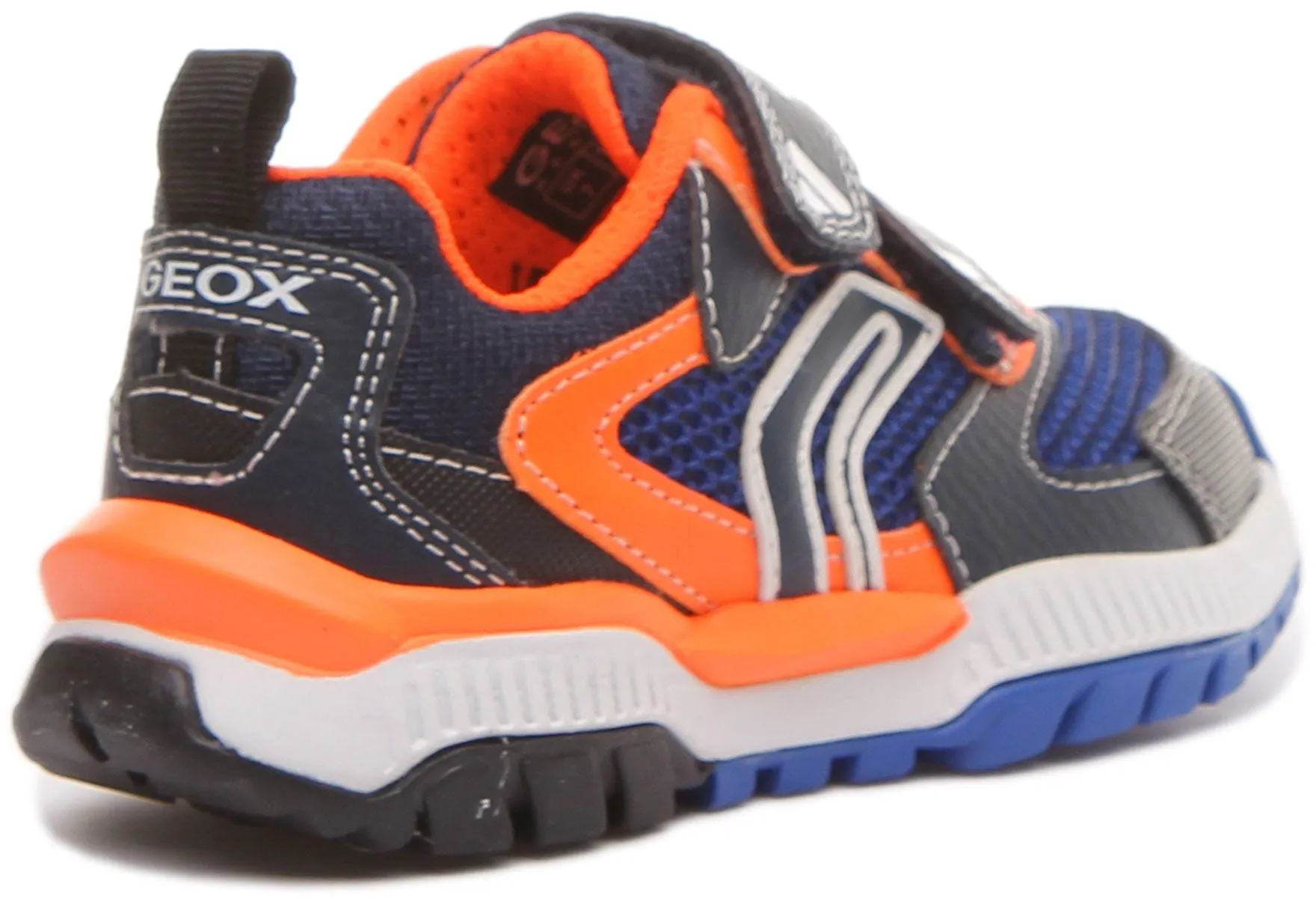 Geox J Tuono B.D Zapatillas deportivas con dos tiras de enganche para niños en azul amarillo