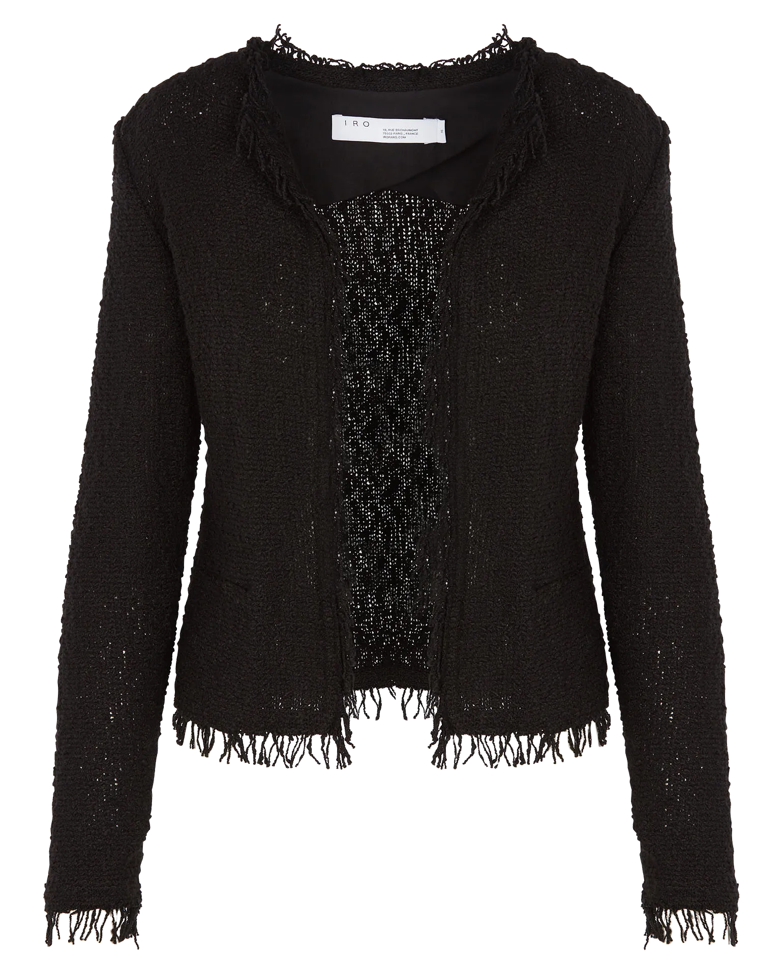 HAVANI - Chaqueta corta de tweed con cuello redondo en negro