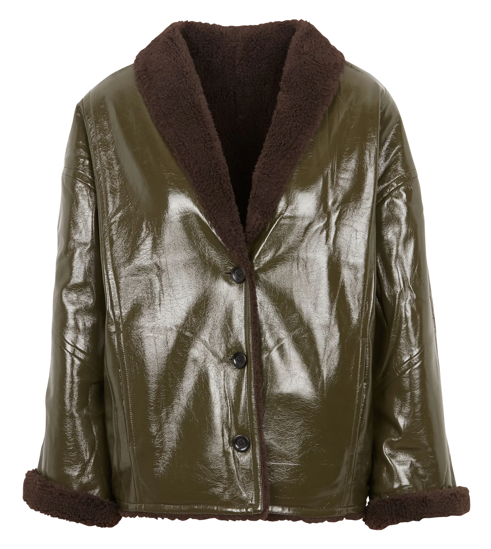 HELEC - Chaqueta reversible con cuello chal en marron