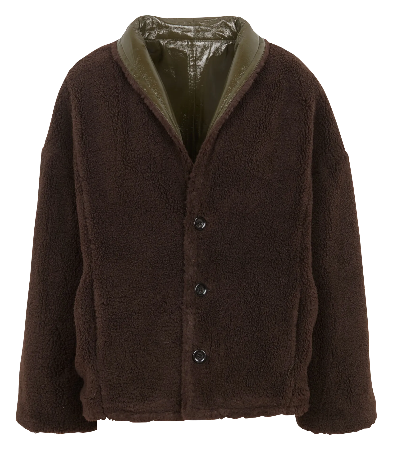 HELEC - Chaqueta reversible con cuello chal en marron