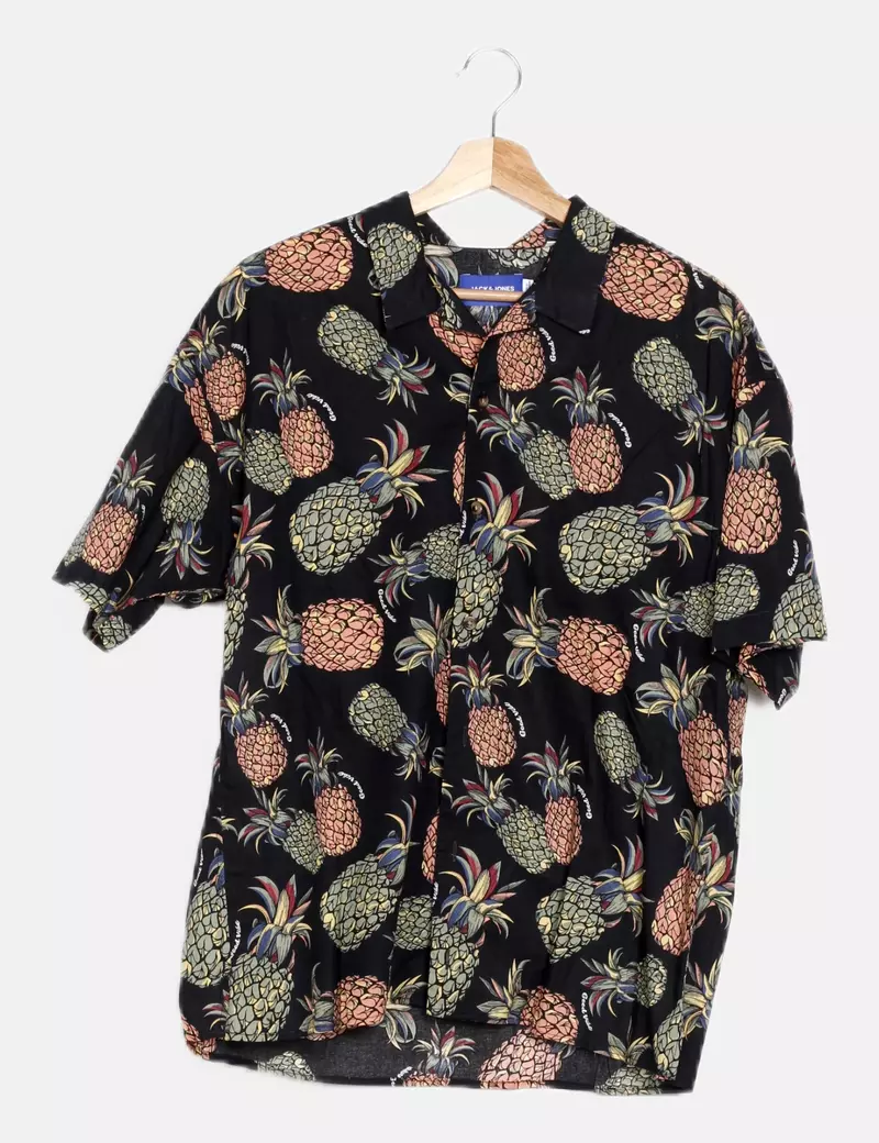 Jack & Jones Camisa negra print piñas