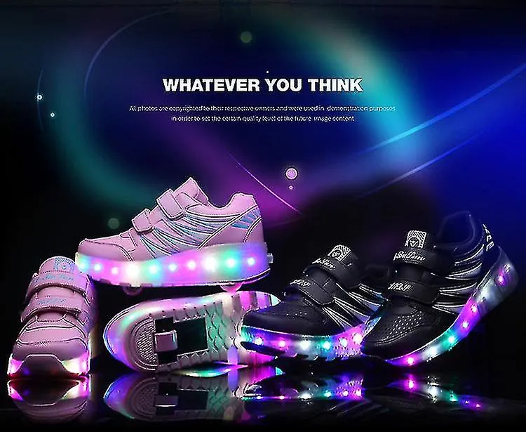 Light Up Roller Shoes Wheeled Skate Sneaker Sports Shoes Children's Two-wheeled Led Flashing Light Invisible Roller Skates S