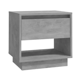 Mesita de noche madera contrachapada gris hormigón 45x34x44 cm