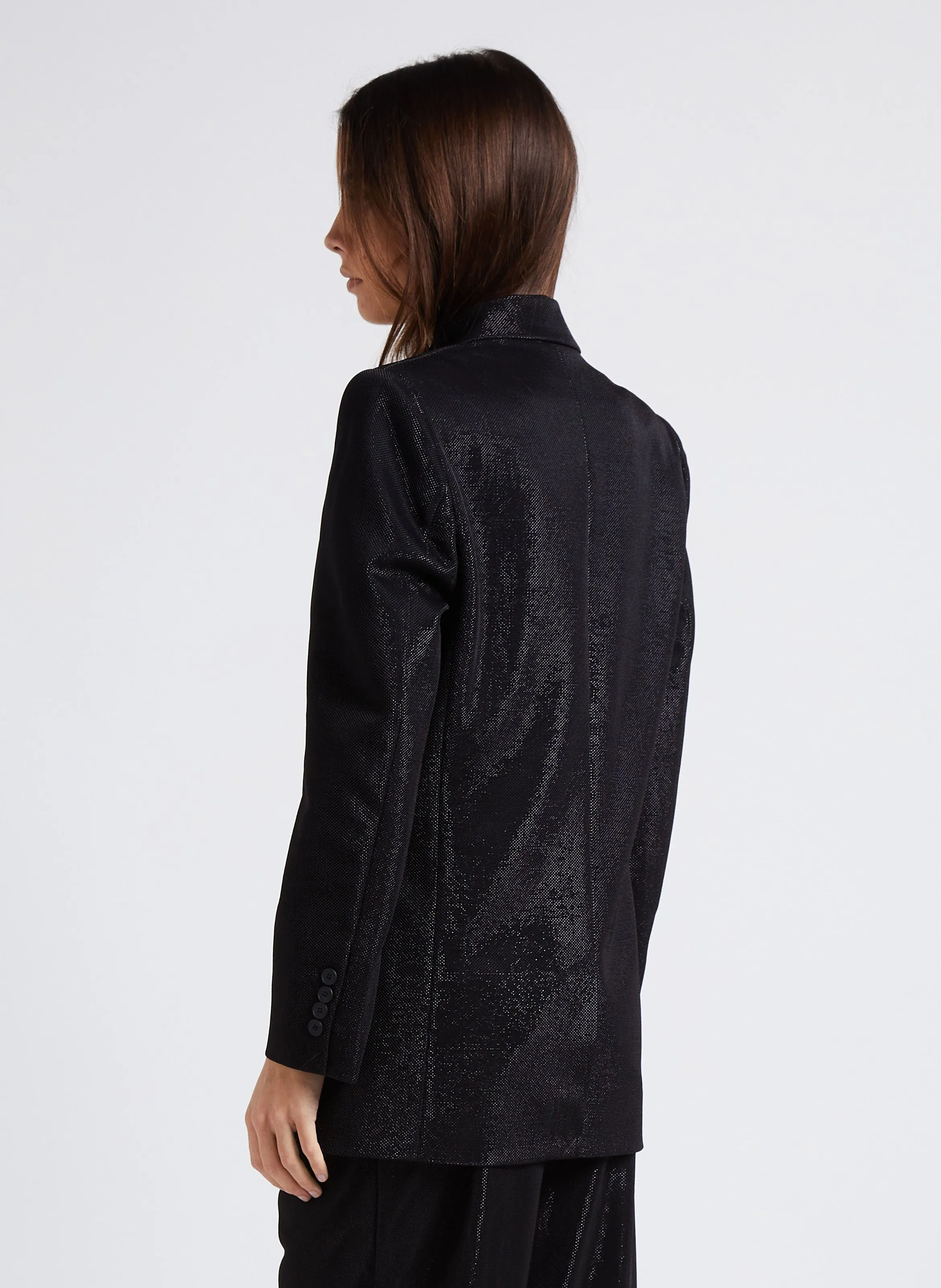 MOKAM - Chaqueta de traje brillante en negro