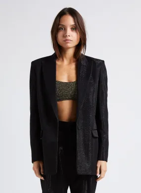 MOKAM - Chaqueta de traje brillante en negro