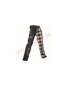 Pantalon Punk Zip Negro y Tartan Blanco