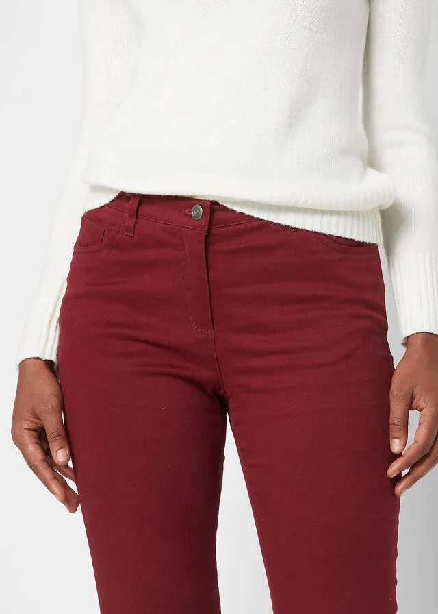 Pantalón elástico de corte slim rojo avellana