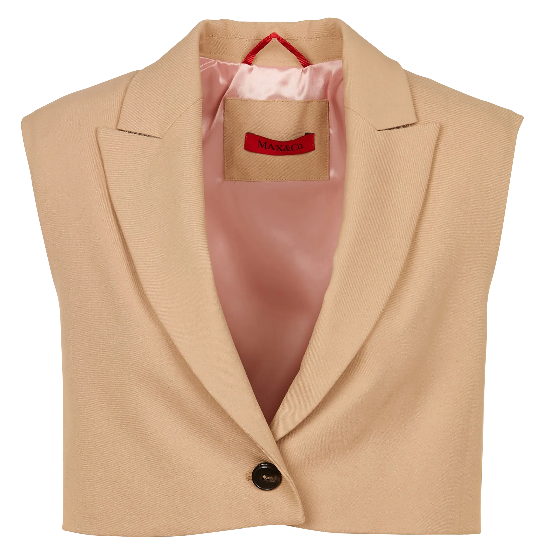 SIBARI - Chaqueta corta recta con cuello sastre en beige