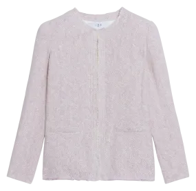 USPO - Chaqueta de mezcla de lino con cuello redondo en rosa