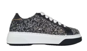 Zapatillas deportivas de mujer DSQUARED2 Bumper brillo negro/plata 2132