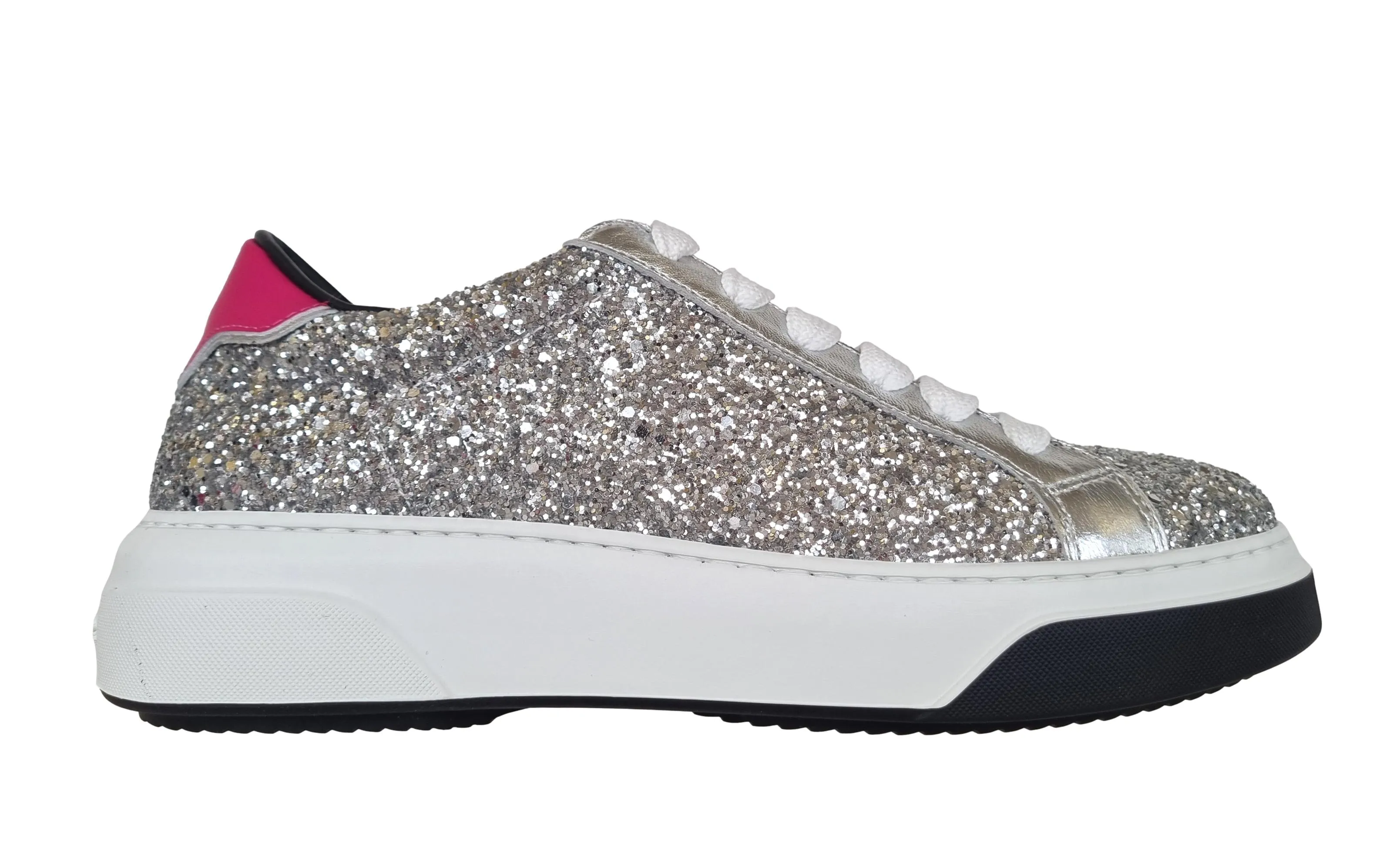 Zapatillas deportivas de mujer DSQUARED2 Bumper Glitter plata 2133