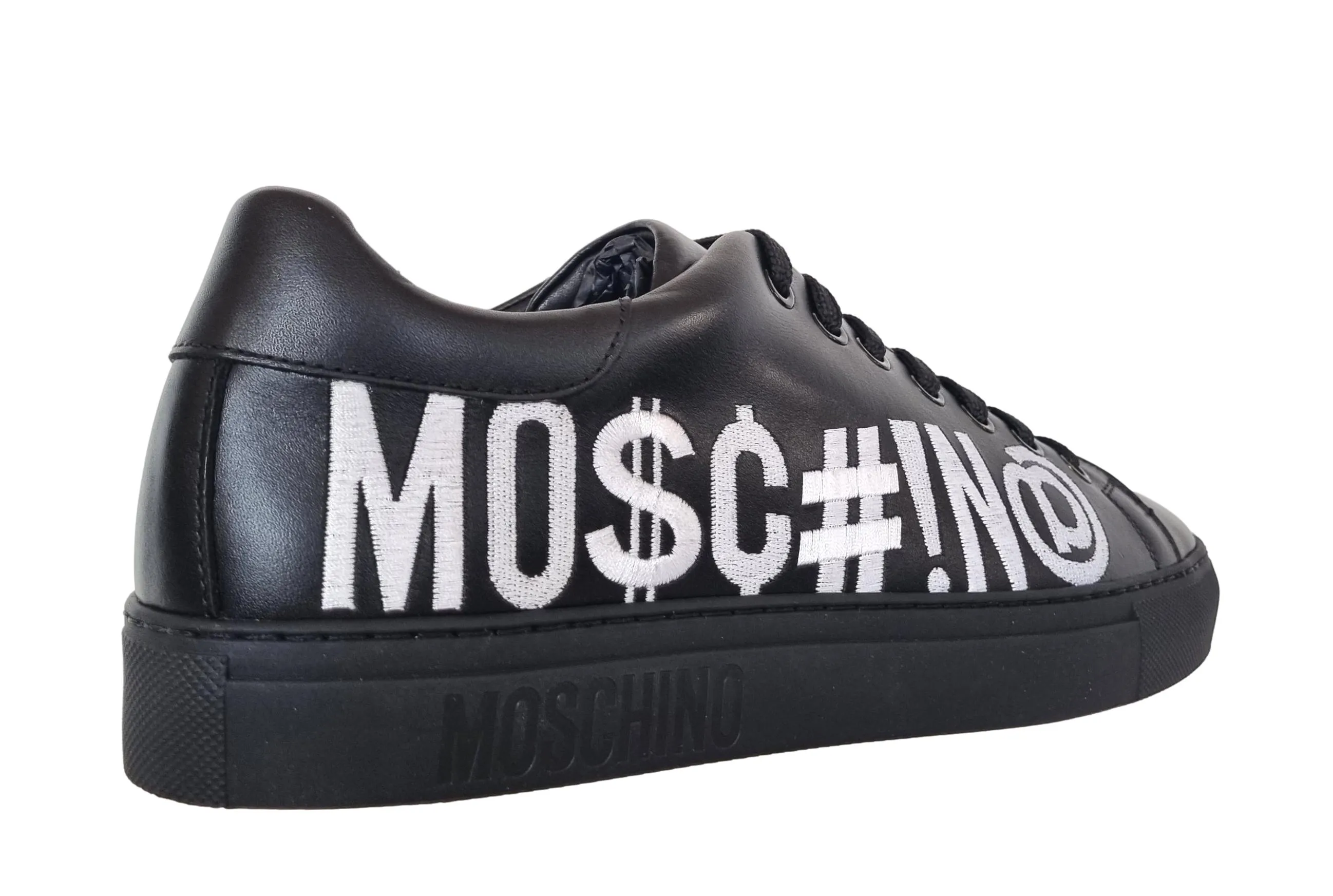 Zapatillas deportivas unisex MOSCHINO bajas Serena en piel negra MB15062G1DGA000